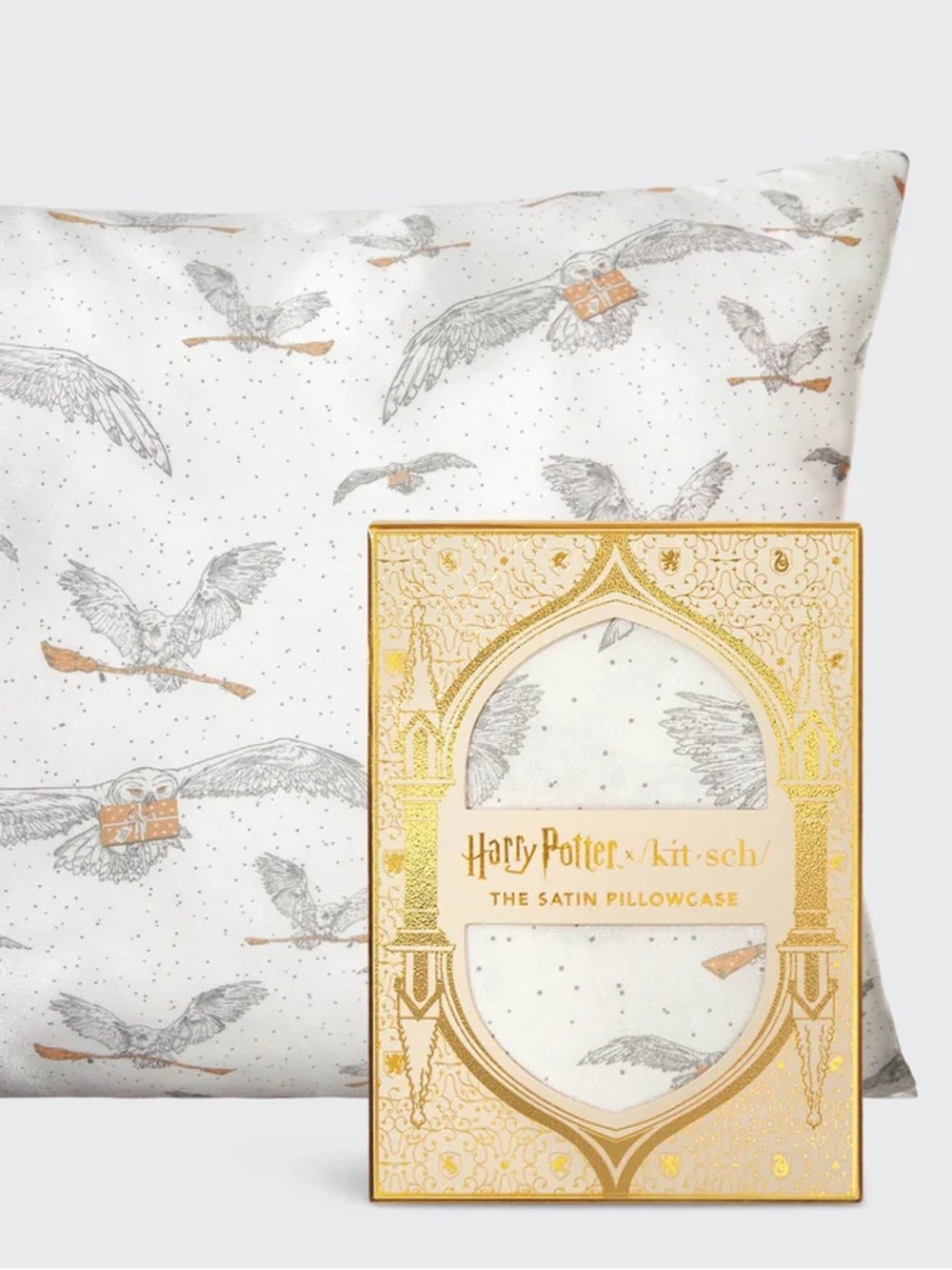 NWT Harry Potter x Kitsch “Owl Post” Satin Pillowcase - Standard / Queen - Picture 6 of 7